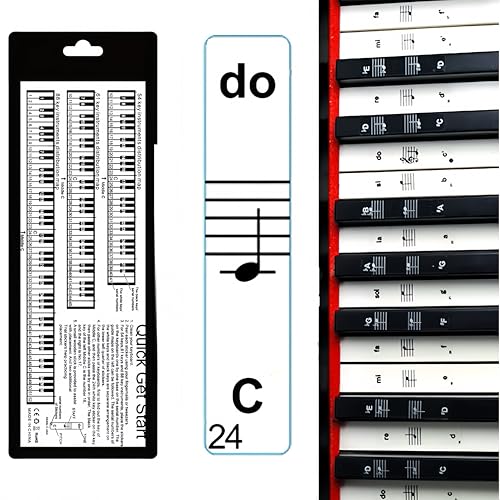 Klaviernoten Aufkleber - komplettes Set für 49, 61, 76, 88 Tasten mit Gratis eBook - Aufkleber für weiße und schwarze Tastenkappen - Klavier lernen leicht Klaviernoten Aufkleber - komplettes Set für 49, 61, 76, 88 Tasten mit Gratis eBook - Aufkleber für weiße und schwarze Tastenkappen - Klavier lernen leicht von Hawfund
