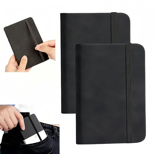 Kleines Notizbuch, 2 Stück, A7, Notizbücher mit 100 Seiten, liniert, aus hochwertigem Papier, Maße 80 mm x 110 mm, elegant und praktisch zum Schreiben, Tagebücher und Zeichnen (schwarz) von Hawfund