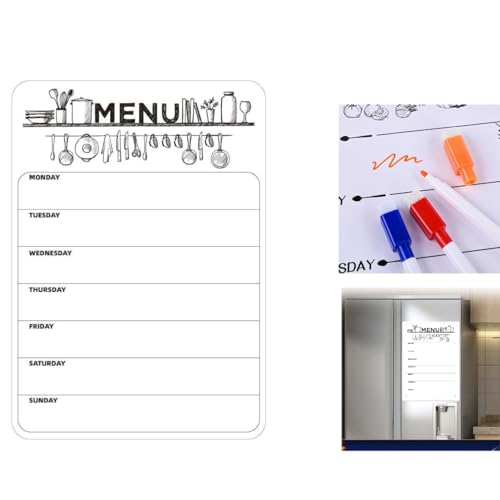 Magnetisches Whiteboard, A4 – 21 x 30 cm, Wochenplaner und Wochenmenü für Kühlschrank, trocken abwischbare Tafel, Essensplaner und praktische Einkaufsliste Magnetisches Whiteboard, A4 – 21 x 30 cm, Wochenplaner und Wochenmenü für Kühlschrank, trocken abwischbare Tafel, Essensplaner und praktische Einkaufsliste von Hawfund