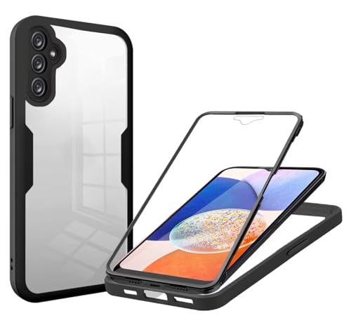 Haygdz 360 Grad Hülle kompatibel mit Samsung Galaxy A14 5G, Ganzkörper Schutzhülle mit eingebauter Glas Displayschutzfolie Stoßfeste Fullbody Handyhülle, Schwarz Haygdz 360 Grad Hülle kompatibel mit Samsung Galaxy A14 5G, Ganzkörper Schutzhülle mit eingebauter Glas Displayschutzfolie Stoßfeste Fullbody Handyhülle, Schwarz von Haygdz