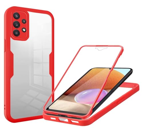 Haygdz 360 Grad Hülle kompatibel mit Samsung Galaxy A32 5G/M32 5G 6.5" Zoll, Ganzkörper Schutzhülle mit eingebauter Glas Displayschutzfolie Stoßfeste Fullbody Handyhülle, Rot Haygdz 360 Grad Hülle kompatibel mit Samsung Galaxy A32 5G/M32 5G 6.5" Zoll, Ganzkörper Schutzhülle mit eingebauter Glas Displayschutzfolie Stoßfeste Fullbody Handyhülle, Rot von Haygdz