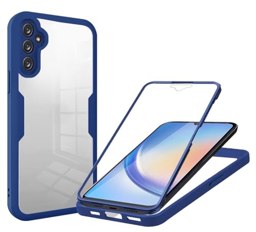 Haygdz 360 Grad Hülle kompatibel mit Samsung Galaxy A34, Ganzkörper Schutzhülle mit eingebauter Glas Displayschutzfolie Stoßfeste Fullbody Handyhülle, Blau Haygdz 360 Grad Hülle kompatibel mit Samsung Galaxy A34, Ganzkörper Schutzhülle mit eingebauter Glas Displayschutzfolie Stoßfeste Fullbody Handyhülle, Blau von Haygdz