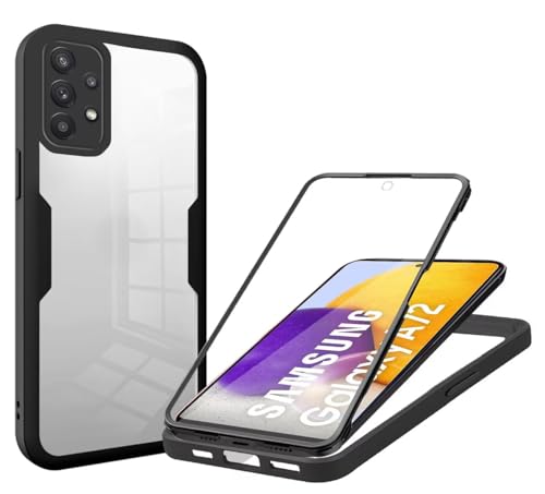 Haygdz 360 Grad Hülle kompatibel mit Samsung Galaxy A72, Ganzkörper Schutzhülle mit eingebauter Glas Displayschutzfolie Stoßfeste Fullbody Handyhülle für Samsung Galaxy A72, Schwarz Haygdz 360 Grad Hülle kompatibel mit Samsung Galaxy A72, Ganzkörper Schutzhülle mit eingebauter Glas Displayschutzfolie Stoßfeste Fullbody Handyhülle für Samsung Galaxy A72, Schwarz von Haygdz