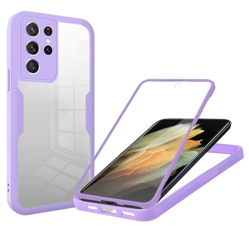 Haygdz 360 Grad Hülle kompatibel mit Samsung Galaxy S21 Ultra 5G/S30 Ultra, Ganzkörper Schutzhülle mit eingebauter Glas Displayschutzfolie Stoßfeste Fullbody Handyhülle, Lila Haygdz 360 Grad Hülle kompatibel mit Samsung Galaxy S21 Ultra 5G/S30 Ultra, Ganzkörper Schutzhülle mit eingebauter Glas Displayschutzfolie Stoßfeste Fullbody Handyhülle, Lila von Haygdz