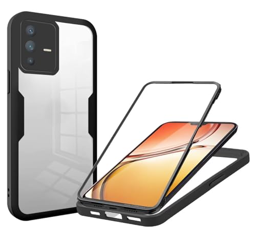 Haygdz 360 Grad Hülle kompatibel mit vivo V23, Ganzkörper Schutzhülle mit eingebauter Glas Displayschutzfolie Stoßfeste Fullbody Handyhülle für vivo V23, Schwarz Haygdz 360 Grad Hülle kompatibel mit vivo V23, Ganzkörper Schutzhülle mit eingebauter Glas Displayschutzfolie Stoßfeste Fullbody Handyhülle für vivo V23, Schwarz von Haygdz