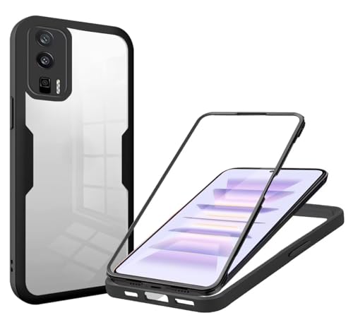 Haygdz 360 Grad Hülle kompatibel mit Xiaomi Poco F5 Pro 5G, Ganzkörper Schutzhülle mit eingebauter Glas Displayschutzfolie Stoßfeste Fullbody Handyhülle für Xiaomi Poco F5 Pro 5G, Schwarz Haygdz 360 Grad Hülle kompatibel mit Xiaomi Poco F5 Pro 5G, Ganzkörper Schutzhülle mit eingebauter Glas Displayschutzfolie Stoßfeste Fullbody Handyhülle für Xiaomi Poco F5 Pro 5G, Schwarz von Haygdz