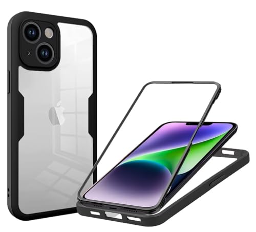 Haygdz 360 Grad Hülle kompatibel mit iPhone 14, Ganzkörper Schutzhülle mit eingebauter Glas Displayschutzfolie Stoßfeste Fullbody Handyhülle, Schwarz Haygdz 360 Grad Hülle kompatibel mit iPhone 14, Ganzkörper Schutzhülle mit eingebauter Glas Displayschutzfolie Stoßfeste Fullbody Handyhülle, Schwarz von Haygdz