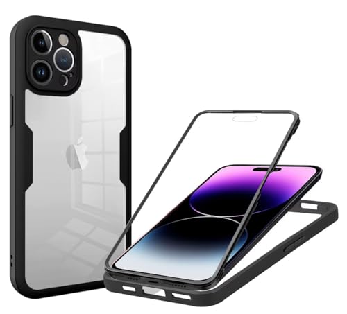 Haygdz 360 Grad Hülle kompatibel mit iPhone 14 Pro, Ganzkörper Schutzhülle mit eingebauter Glas Displayschutzfolie Stoßfeste Fullbody Handyhülle, Schwarz Haygdz 360 Grad Hülle kompatibel mit iPhone 14 Pro, Ganzkörper Schutzhülle mit eingebauter Glas Displayschutzfolie Stoßfeste Fullbody Handyhülle, Schwarz von Haygdz