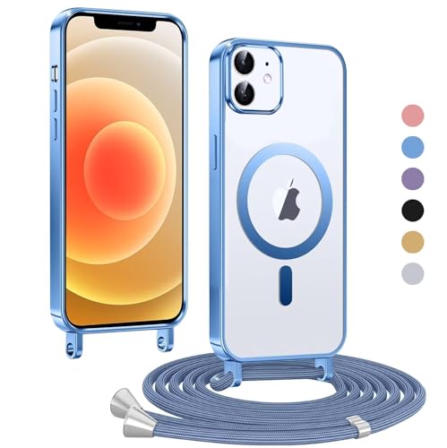 Haygdz Handykette für iPhone 12 Pro/iPhone 12 Hülle, Transparent Magnetische Kompatibel mit MagSafe, mit Abnehmbar Einstellbar Necklace Kratzfeste Stossfest Schutzhülle für iPhone 12 Pro, Blau Haygdz Handykette für iPhone 12 Pro/iPhone 12 Hülle, Transparent Magnetische Kompatibel mit MagSafe, mit Abnehmbar Einstellbar Necklace Kratzfeste Stossfest Schutzhülle für iPhone 12 Pro, Blau von Haygdz