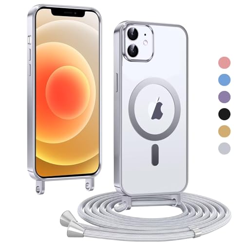 Haygdz Handykette für iPhone 12 Pro/iPhone 12 Hülle, Transparent Magnetische Kompatibel mit MagSafe, mit Abnehmbar Einstellbar Necklace Kratzfeste Stossfest Schutzhülle für iPhone 12 Pro, Grau Haygdz Handykette für iPhone 12 Pro/iPhone 12 Hülle, Transparent Magnetische Kompatibel mit MagSafe, mit Abnehmbar Einstellbar Necklace Kratzfeste Stossfest Schutzhülle für iPhone 12 Pro, Grau von Haygdz
