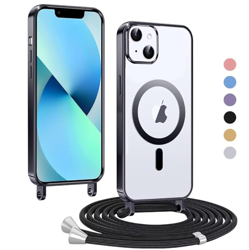 Haygdz Handykette für iPhone 13/iPhone 14 Hülle, Transparent Magnetische Kompatibel mit MagSafe, mit Abnehmbar Einstellbar Necklace Kratzfeste Stossfest Schutzhülle für iPhone 13/iPhone 14, Schwarz Haygdz Handykette für iPhone 13/iPhone 14 Hülle, Transparent Magnetische Kompatibel mit MagSafe, mit Abnehmbar Einstellbar Necklace Kratzfeste Stossfest Schutzhülle für iPhone 13/iPhone 14, Schwarz von Haygdz