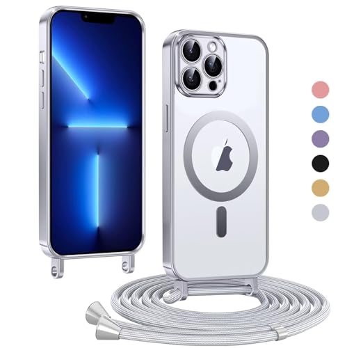 Haygdz Handykette für iPhone 13 Pro Hülle, Transparent Magnetische Kompatibel mit MagSafe, mit Abnehmbar Einstellbar Necklace Kratzfeste Stossfest Schutzhülle für iPhone 13 Pro, Grau Haygdz Handykette für iPhone 13 Pro Hülle, Transparent Magnetische Kompatibel mit MagSafe, mit Abnehmbar Einstellbar Necklace Kratzfeste Stossfest Schutzhülle für iPhone 13 Pro, Grau von Haygdz