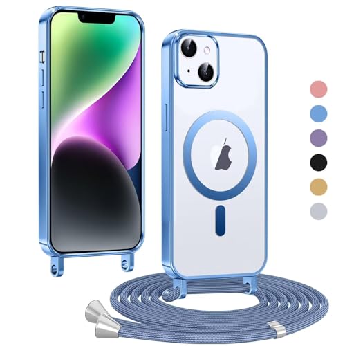 Haygdz Handykette für iPhone 14 Plus/iPhone 15 Plus Hülle, Transparent Magnetische Kompatibel mit MagSafe, mit Abnehmbar Einstellbar Necklace Kratzfeste Stossfest Schutzhülle für iPhone 15 Plus, Blau Haygdz Handykette für iPhone 14 Plus/iPhone 15 Plus Hülle, Transparent Magnetische Kompatibel mit MagSafe, mit Abnehmbar Einstellbar Necklace Kratzfeste Stossfest Schutzhülle für iPhone 15 Plus, Blau von Haygdz