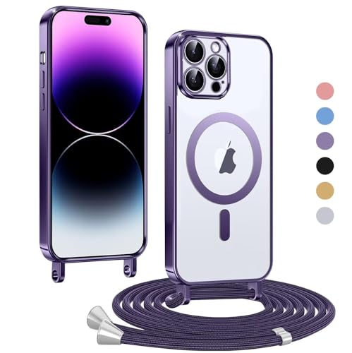 Haygdz Handykette für iPhone 14 Pro Max Hülle, Transparent Magnetische Kompatibel mit MagSafe, mit Abnehmbar Einstellbar Necklace Kratzfeste Stossfest Schutzhülle für iPhone 14 Pro Max, Lila Haygdz Handykette für iPhone 14 Pro Max Hülle, Transparent Magnetische Kompatibel mit MagSafe, mit Abnehmbar Einstellbar Necklace Kratzfeste Stossfest Schutzhülle für iPhone 14 Pro Max, Lila von Haygdz