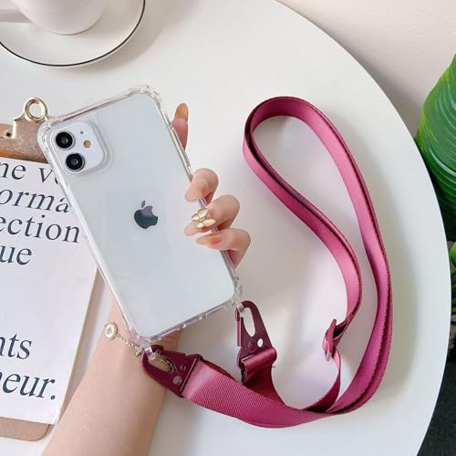 Haygdz Handykette für iPhone 15 Transparent Hülle, mit Abnehmbar Einstellbar Necklace Kratzfeste Stossfest Schutzhülle für iPhone 15, Rot Haygdz Handykette für iPhone 15 Transparent Hülle, mit Abnehmbar Einstellbar Necklace Kratzfeste Stossfest Schutzhülle für iPhone 15, Rot von Haygdz