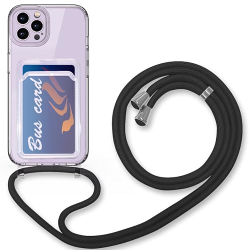 Haygdz Handykette für iPhone 16 Pro Hülle mit Band, Transparent Schutzhülle zum Umhängeband Abnehmbar Necklace Case mit Kartenfach für iPhone 16 Pro, Schwarz Haygdz Handykette für iPhone 16 Pro Hülle mit Band, Transparent Schutzhülle zum Umhängeband Abnehmbar Necklace Case mit Kartenfach für iPhone 16 Pro, Schwarz von Haygdz