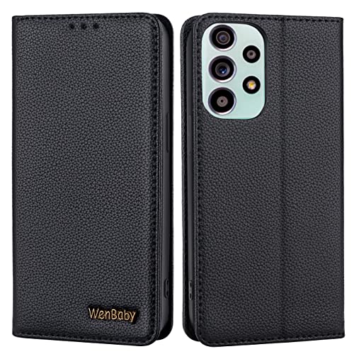 Haygdz Hülle für Samsung Galaxy S23 Ultra Handyhülle [Erstklassig Echtleder] [Kartenfach] [Magnet] [Standfunktion], Stoßfest Schutzhülle TPU Lederhülle Kompatibel mit Samsung Galaxy S23 Ultra, Schwarz von Haygdz