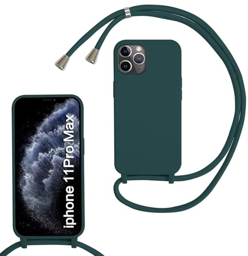 Haygdz Silikon Handykette für iPhone 11 Pro Max Hülle mit Band,Verstellbarer Halskette Handyhülle,Necklace Hülle mit Band,Handyhülle für zum Umhängen,Case mit Schnur, Dunkelgrün Haygdz Silikon Handykette für iPhone 11 Pro Max Hülle mit Band,Verstellbarer Halskette Handyhülle,Necklace Hülle mit Band,Handyhülle für zum Umhängen,Case mit Schnur, Dunkelgrün von Haygdz