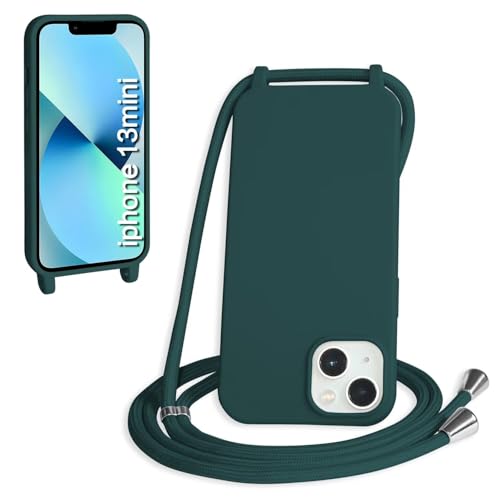 Haygdz Silikon Handykette für iPhone 13 Mini Hülle mit Band,Verstellbarer Halskette Handyhülle,Necklace Hülle mit Band,Handyhülle für zum Umhängen,Case mit Schnur, Dunkelgrün Haygdz Silikon Handykette für iPhone 13 Mini Hülle mit Band,Verstellbarer Halskette Handyhülle,Necklace Hülle mit Band,Handyhülle für zum Umhängen,Case mit Schnur, Dunkelgrün von Haygdz