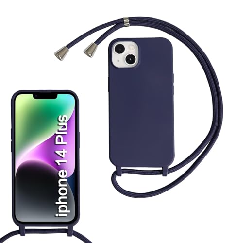 Haygdz Silikon Handykette für iPhone 14 Plus Hülle mit Band,Verstellbarer Halskette Handyhülle,Necklace Hülle mit Band,Handyhülle für zum Umhängen,Case mit Schnur, Dunkelblau Haygdz Silikon Handykette für iPhone 14 Plus Hülle mit Band,Verstellbarer Halskette Handyhülle,Necklace Hülle mit Band,Handyhülle für zum Umhängen,Case mit Schnur, Dunkelblau von Haygdz