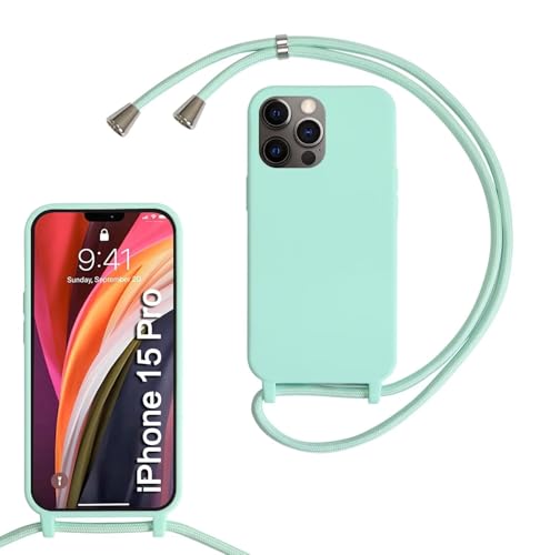 Haygdz Silikon Handykette für iPhone 15 Pro Hülle mit Band,Verstellbarer Halskette Handyhülle,Necklace Hülle mit Band,Handyhülle für zum Umhängen,Case mit Schnur, Mintgrün Haygdz Silikon Handykette für iPhone 15 Pro Hülle mit Band,Verstellbarer Halskette Handyhülle,Necklace Hülle mit Band,Handyhülle für zum Umhängen,Case mit Schnur, Mintgrün von Haygdz