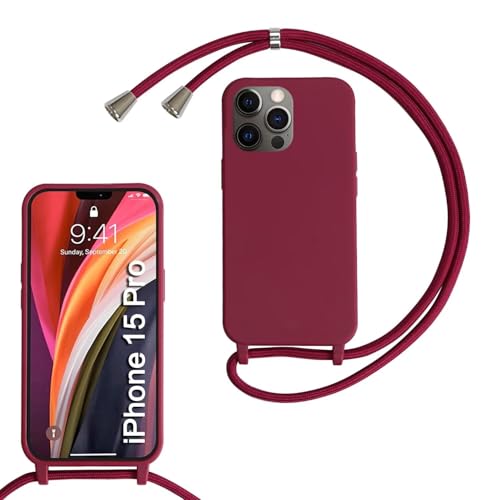 Haygdz Silikon Handykette für iPhone 15 Pro Hülle mit Band,Verstellbarer Halskette Handyhülle,Necklace Hülle mit Band,Handyhülle für zum Umhängen,Case mit Schnur, Rot Haygdz Silikon Handykette für iPhone 15 Pro Hülle mit Band,Verstellbarer Halskette Handyhülle,Necklace Hülle mit Band,Handyhülle für zum Umhängen,Case mit Schnur, Rot von Haygdz