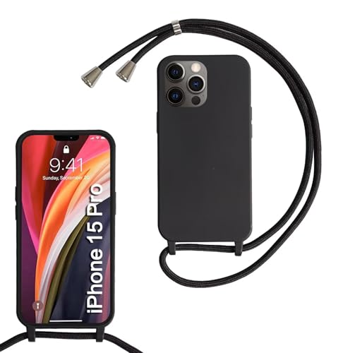 Haygdz Silikon Handykette für iPhone 15 Pro Hülle mit Band,Verstellbarer Halskette Handyhülle,Necklace Hülle mit Band,Handyhülle für zum Umhängen,Case mit Schnur, Schwarz Haygdz Silikon Handykette für iPhone 15 Pro Hülle mit Band,Verstellbarer Halskette Handyhülle,Necklace Hülle mit Band,Handyhülle für zum Umhängen,Case mit Schnur, Schwarz von Haygdz