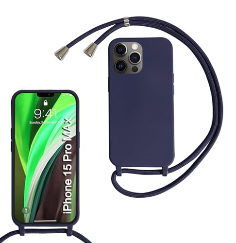 Haygdz Silikon Handykette für iPhone 15 Pro Max Hülle mit Band,Verstellbarer Halskette Handyhülle,Necklace Hülle mit Band,Handyhülle für zum Umhängen,Case mit Schnur, Dunkelblau Haygdz Silikon Handykette für iPhone 15 Pro Max Hülle mit Band,Verstellbarer Halskette Handyhülle,Necklace Hülle mit Band,Handyhülle für zum Umhängen,Case mit Schnur, Dunkelblau von Haygdz