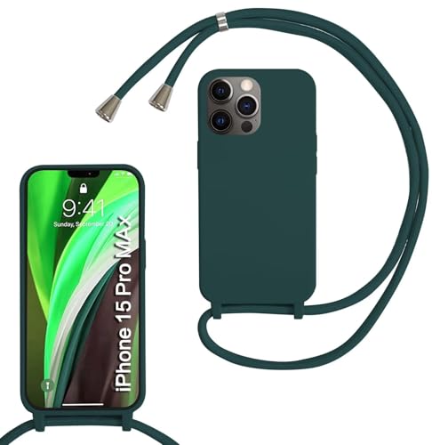 Haygdz Silikon Handykette für iPhone 15 Pro Max Hülle mit Band,Verstellbarer Halskette Handyhülle,Necklace Hülle mit Band,Handyhülle für zum Umhängen,Case mit Schnur, Dunkelgrün Haygdz Silikon Handykette für iPhone 15 Pro Max Hülle mit Band,Verstellbarer Halskette Handyhülle,Necklace Hülle mit Band,Handyhülle für zum Umhängen,Case mit Schnur, Dunkelgrün von Haygdz