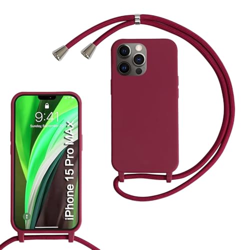 Haygdz Silikon Handykette für iPhone 15 Pro Max Hülle mit Band,Verstellbarer Halskette Handyhülle,Necklace Hülle mit Band,Handyhülle für zum Umhängen,Case mit Schnur, Rot Haygdz Silikon Handykette für iPhone 15 Pro Max Hülle mit Band,Verstellbarer Halskette Handyhülle,Necklace Hülle mit Band,Handyhülle für zum Umhängen,Case mit Schnur, Rot von Haygdz