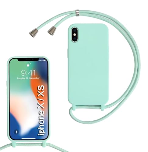 Haygdz Silikon Handykette für iPhone X/XS Hülle mit Band,Verstellbarer Halskette Handyhülle,Necklace Hülle mit Band,Handyhülle für zum Umhängen,Case mit Schnur, Mintgrün Haygdz Silikon Handykette für iPhone X/XS Hülle mit Band,Verstellbarer Halskette Handyhülle,Necklace Hülle mit Band,Handyhülle für zum Umhängen,Case mit Schnur, Mintgrün von Haygdz