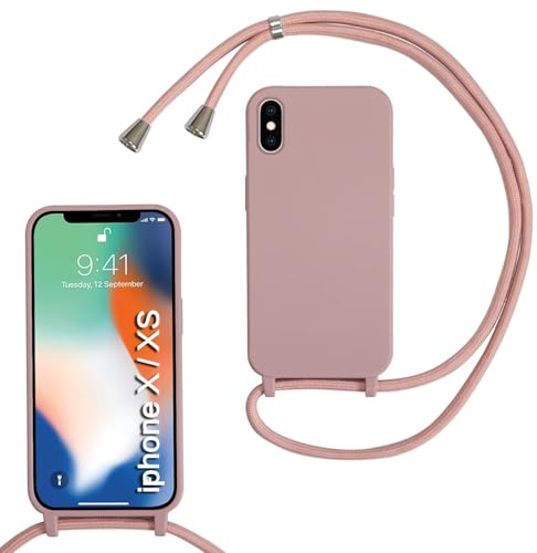 Haygdz Silikon Handykette für iPhone X/XS Hülle mit Band,Verstellbarer Halskette Handyhülle,Necklace Hülle mit Band,Handyhülle für zum Umhängen,Case mit Schnur, Sand Pink Haygdz Silikon Handykette für iPhone X/XS Hülle mit Band,Verstellbarer Halskette Handyhülle,Necklace Hülle mit Band,Handyhülle für zum Umhängen,Case mit Schnur, Sand Pink von Haygdz