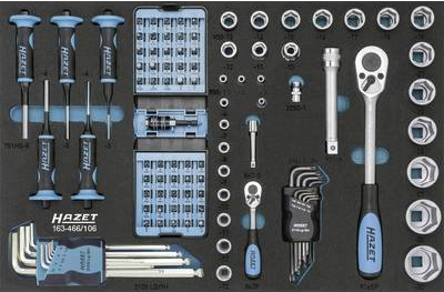 HAZET Safety-Insert-System (SIS) Werkzeug-Satz 106 teilig 12,5mm (1â2) 6,3mm (1â4) 163-466/106 (163-466/106) von Hazet