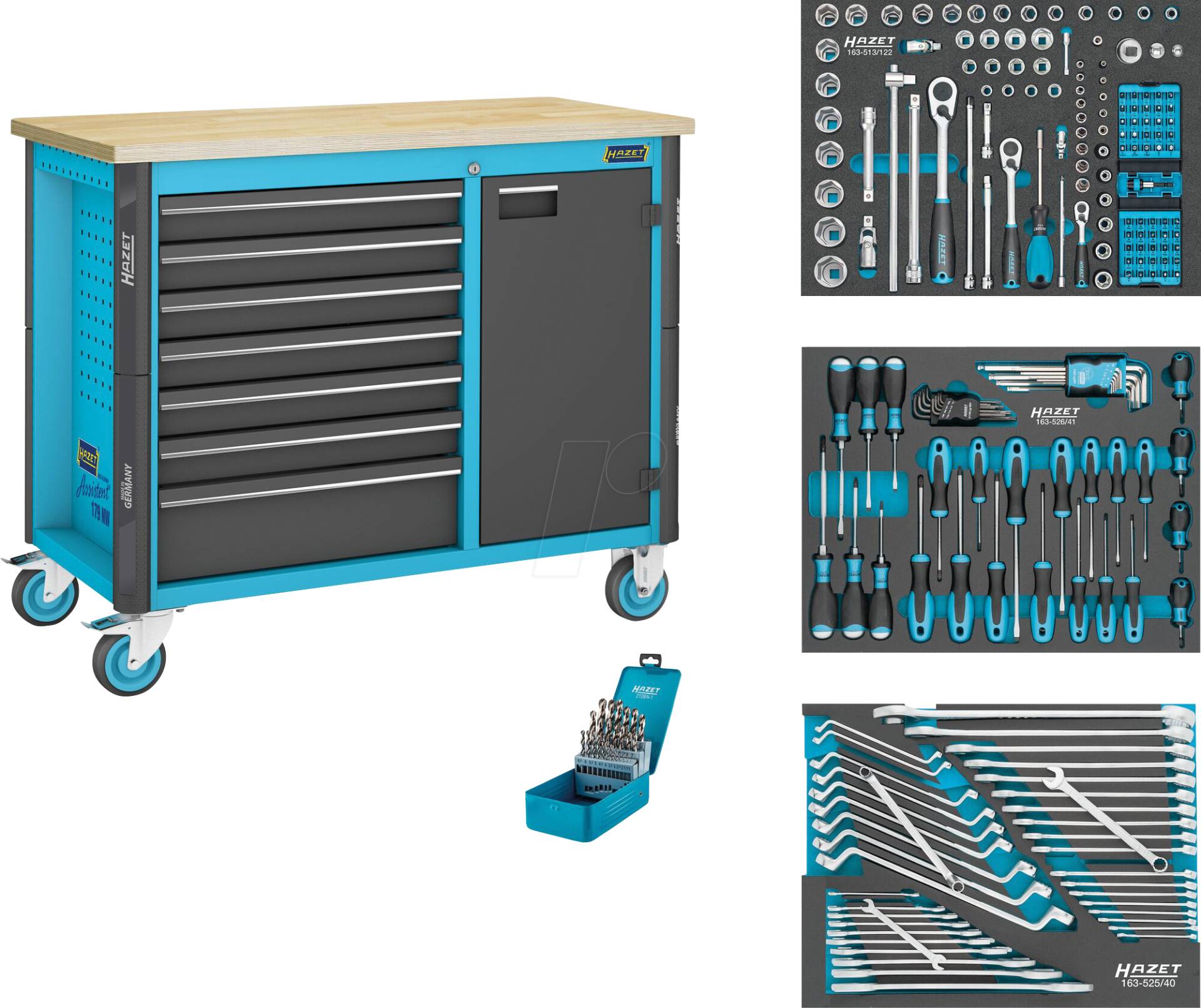 HZ 179NW-7/228 - Werkstattwagen, 7 Schubladen, bestückt, 228-teilig von Hazet