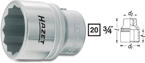 Hazet 1000Z-34 Außen-Sechskant Steckschlüsseleinsatz 34mm 3/4  (20 mm) von Hazet