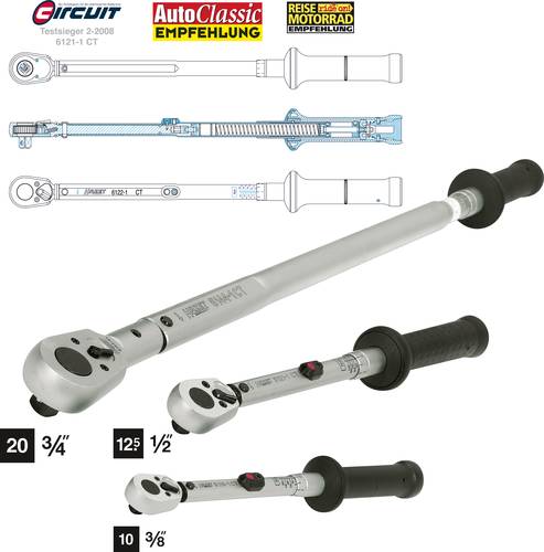 Hazet 6122-1CT 6122-1CT Drehmomentschlüssel mit Umschaltknarre 1/2  (12.5 mm) 40 - 200 Nm von Hazet