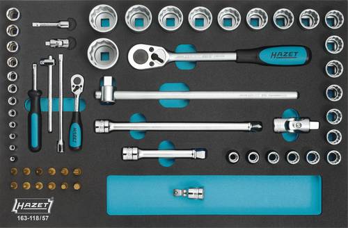 Hazet Steckschlüsselsatz metrisch 1/4  (6.3 mm), 1/2  (12.5 mm) 57teilig 163-118/57 von Hazet