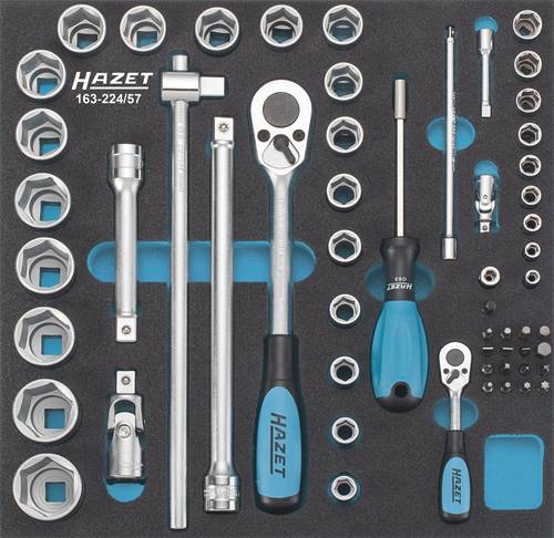 Hazet Steckschlüsselsatz metrisch 1/4  (6.3 mm), 1/2  (12.5 mm) 57teilig 163-224/57 von Hazet