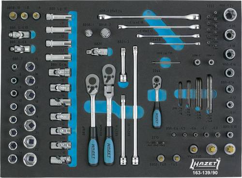 Hazet Steckschlüsselsatz metrisch 1/4  (6.3 mm), 3/8  (10 mm), 1/2  (12.5 mm) 90teilig 163-139/ von Hazet