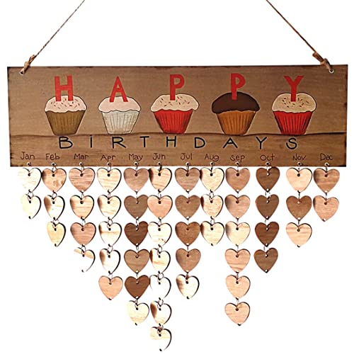 Geburtstagskalender Wand Hanging, Holzkalender DIY Wandhänge Cupcakes Kalender mit Herzholz Tags Home Wall Dekoration von Hbbgdiy