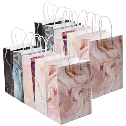 Papiergeschenkbeutel mit Griffen, 10pcs 8.3x5.9x3.2 Kraft Papier Marmor Goodie Taschen für Geburtstag Hochzeitsfeier Feierlichkeiten von Hbbgdiy