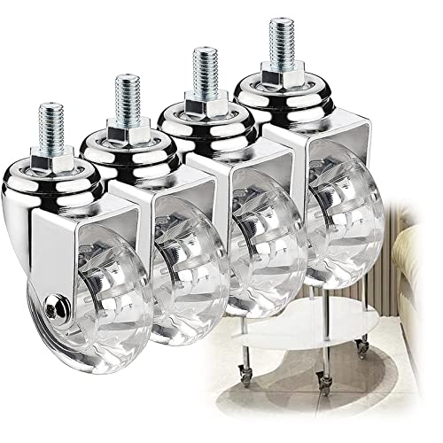 HCZION 50 mm (2 Zoll) Möbelrollen, Lenkrollen mit Gewindestange, geräuschlose Gummirollen mit Bremse, Schrauben M8 | M10 | von HCZION