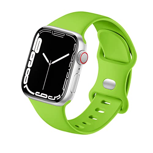 HdanMole Kompatibel mit Apple Watch Armband 38mm 40mm 41mm 42mm 44mm 45mm, Weiches Silikon Sport Armband Ersatz für iWatch Series 9 8 7 6 5 4 3 2 1 SE Herren Damen (38/40/41mm-M/L, Grün) von HdanMole
