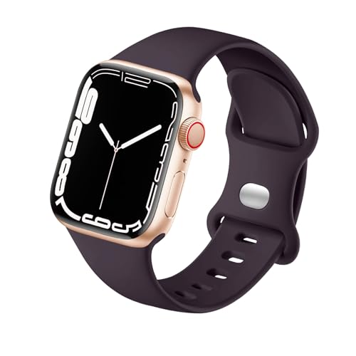 HdanMole Kompatibel mit Apple Watch Armband 38mm 40mm 41mm 42mm 44mm 45mm, Weiches Silikon Sport Armband Ersatz für iWatch Series 9 8 7 6 5 4 3 2 1 SE Herren Damen (38/40/41mm-M/L, Holunder) von HdanMole