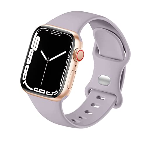 HdanMole Kompatibel mit Apple Watch Armband 38mm 40mm 41mm 42mm 44mm 45mm, Weiches Silikon Sport Armband Ersatz für iWatch Series 9 8 7 6 5 4 3 2 1 SE Herren Damen (38/40/41mm-M/L, Lavendel) von HdanMole