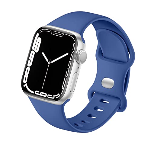 HdanMole Kompatibel mit Apple Watch Armband 38mm 40mm 41mm 42mm 44mm 45mm, Weiches Silikon Sport Armband Ersatz für iWatch Series 9 8 7 6 5 4 3 2 1 SE Herren Damen (38/40/41mm-M/L, Meer blau) von HdanMole