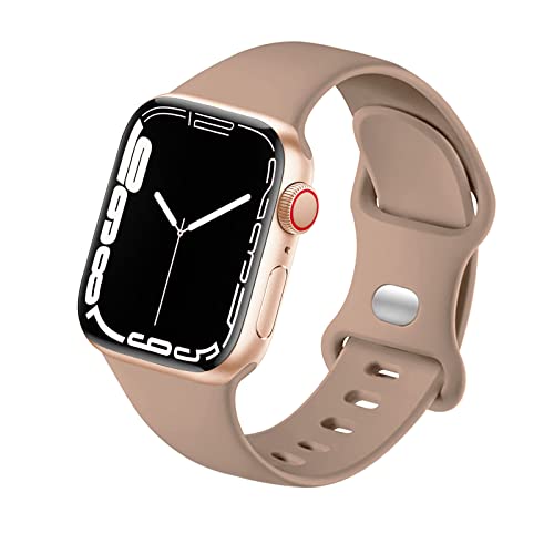 HdanMole Kompatibel mit Apple Watch Armband 38mm 40mm 41mm 42mm 44mm 45mm, Weiches Silikon Sport Armband Ersatz für iWatch Series 9 8 7 6 5 4 3 2 1 SE Herren Damen (38/40/41mm-M/L, Nussbaum) von HdanMole