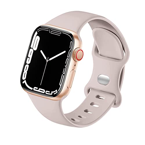 HdanMole Kompatibel mit Apple Watch Armband 38mm 40mm 41mm 42mm 44mm 45mm, Weiches Silikon Sport Armband Ersatz für iWatch Series 9 8 7 6 5 4 3 2 1 SE Herren Damen (38/40/41mm-M/L, Rosa Sand) von HdanMole