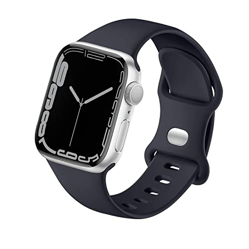 HdanMole Kompatibel mit Apple Watch Armband 38mm 40mm 41mm 42mm 44mm 45mm, Weiches Silikon Sport Armband Ersatz für iWatch Series 9 8 7 6 5 4 3 2 1 SE Herren Damen (38/40/41mm-S/M, Mitternachts blau) von HdanMole