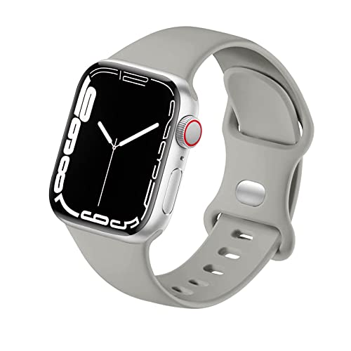 HdanMole Kompatibel mit Apple Watch Armband 38mm 40mm 41mm 42mm 44mm 45mm, Weiches Silikon Sport Armband Ersatz für iWatch Series 9 8 7 6 5 4 3 2 1 SE Herren Damen (42/44/45mm-S/M, Beton) von HdanMole